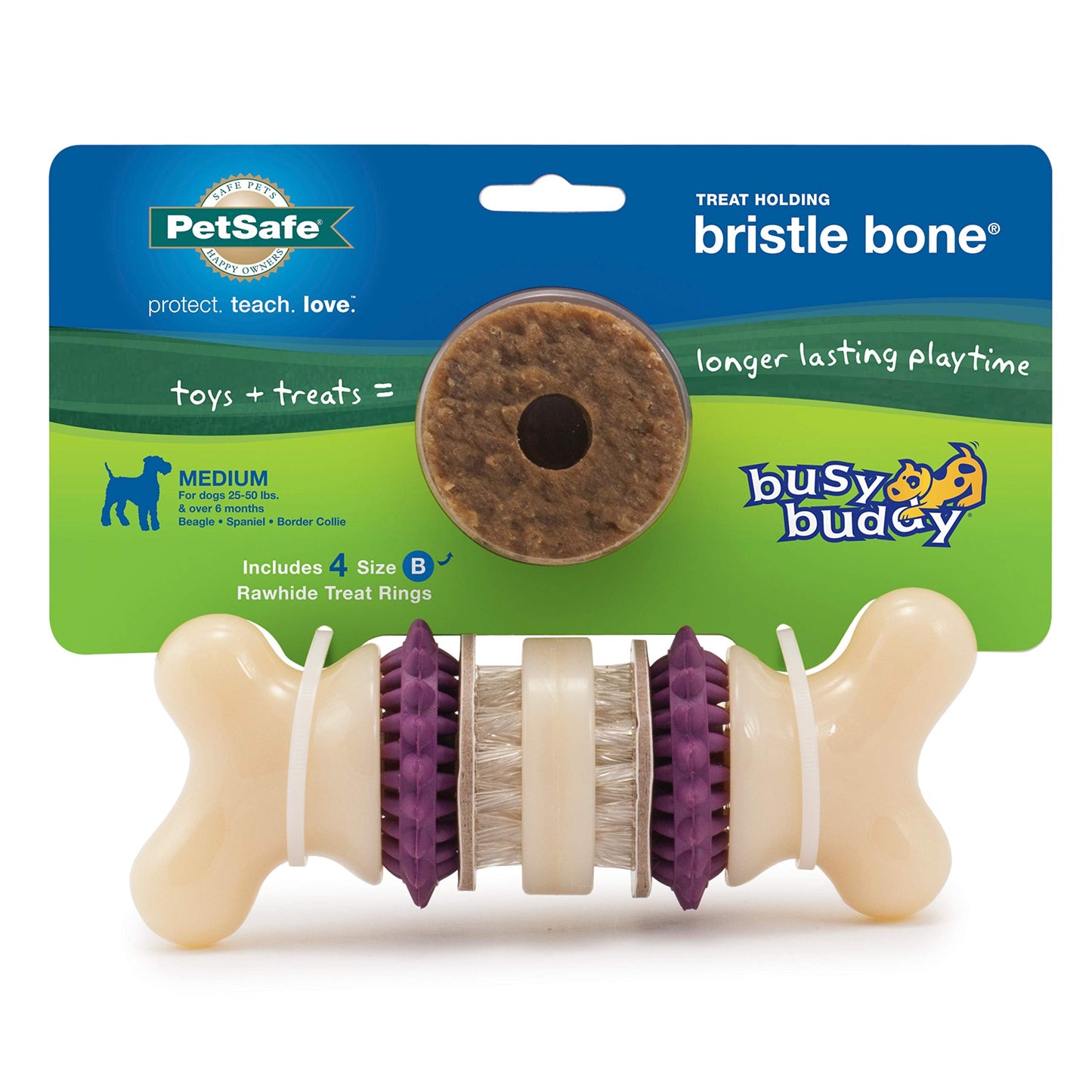 PetSafeÂ® Busy BuddyÂ® Bristle BoneÂ®, Medium, Helps Keep Your Dog's Teeth Clean, Long-Lasting Playtime