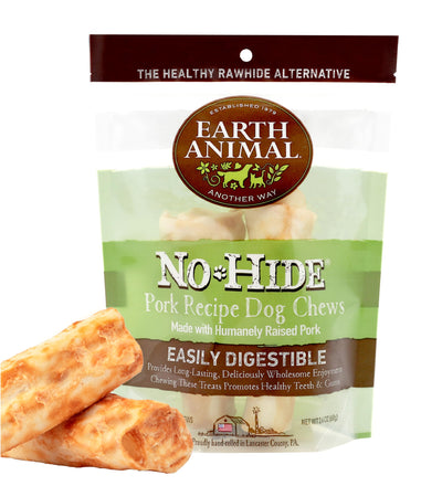 Earth Animal No Hide Small Long Lasting Dog Chew Rolls, Pork, 2 Count Pack of 1