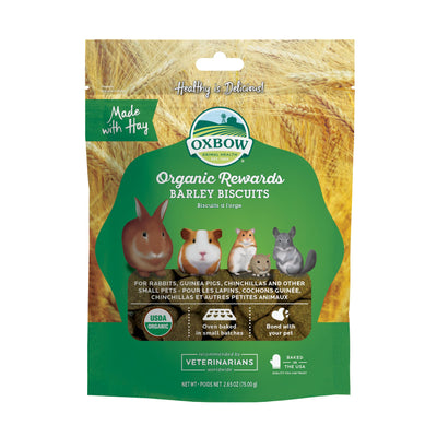 Oxbow Organic Rewards Barley and Hay Biscuit Treats for Rabbits, Guinea Pigs, Chinchillas, and Small Pets