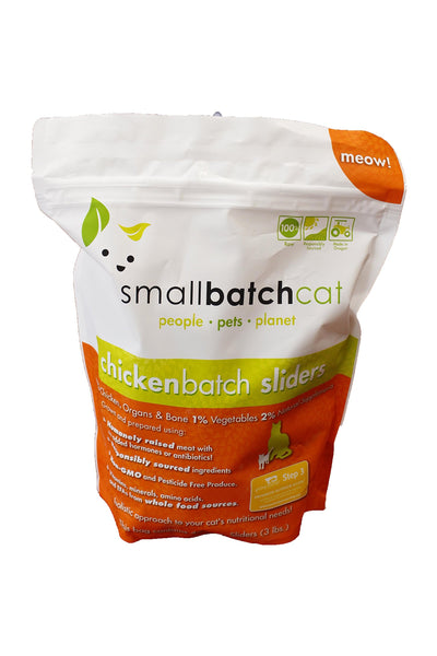 Small Batch Chicken Batch Sliders Frozen Cat Food, 3-lb