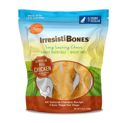 Canine Naturals IrresistiBONES Long Lasting Chicken Chew - Made from USA Raised Chicken - with A Real Meat Coating - All Natural and Easily Digestible - 3 Pack