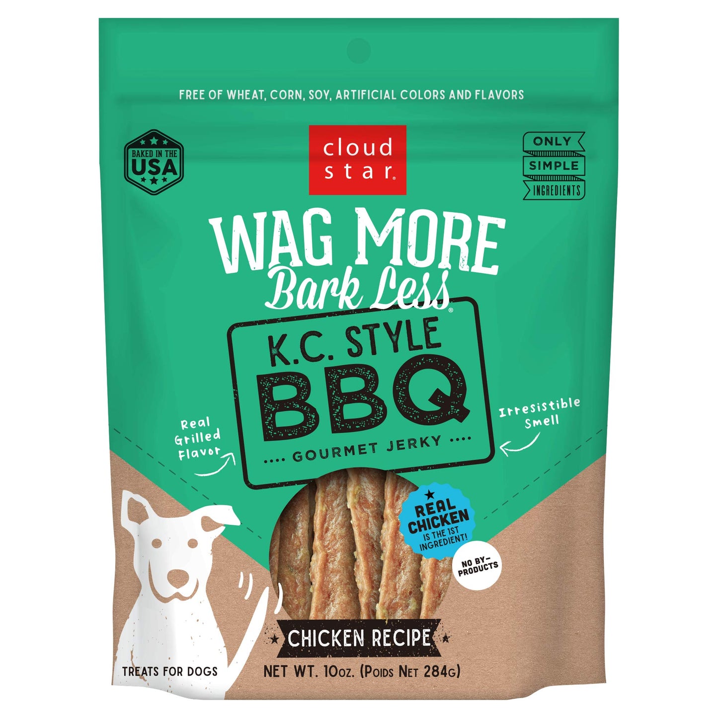 Cloud Star Wag More Bark Less Jerky Grain Free Dog Treats, Kansas City BBQ Chicken, 10 oz. Pouch