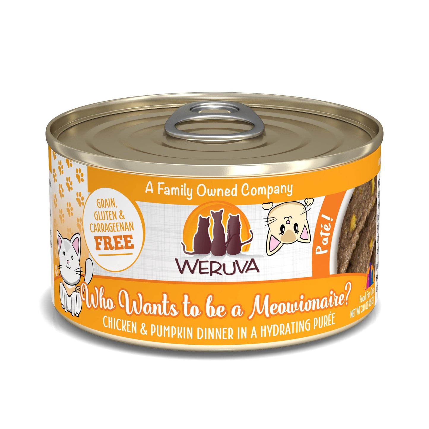 Weruva, Cat Pate Meowionaire Chicken & Pumpkin Can, 3 Ounce