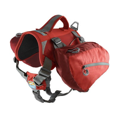 Kurgo Big Baxter Dog Backpack, Dog Saddlebag, Dog Pack, Adjustable Saddlebag for Hiking, Walking, Running, Camping, Chili Red/Barn Red