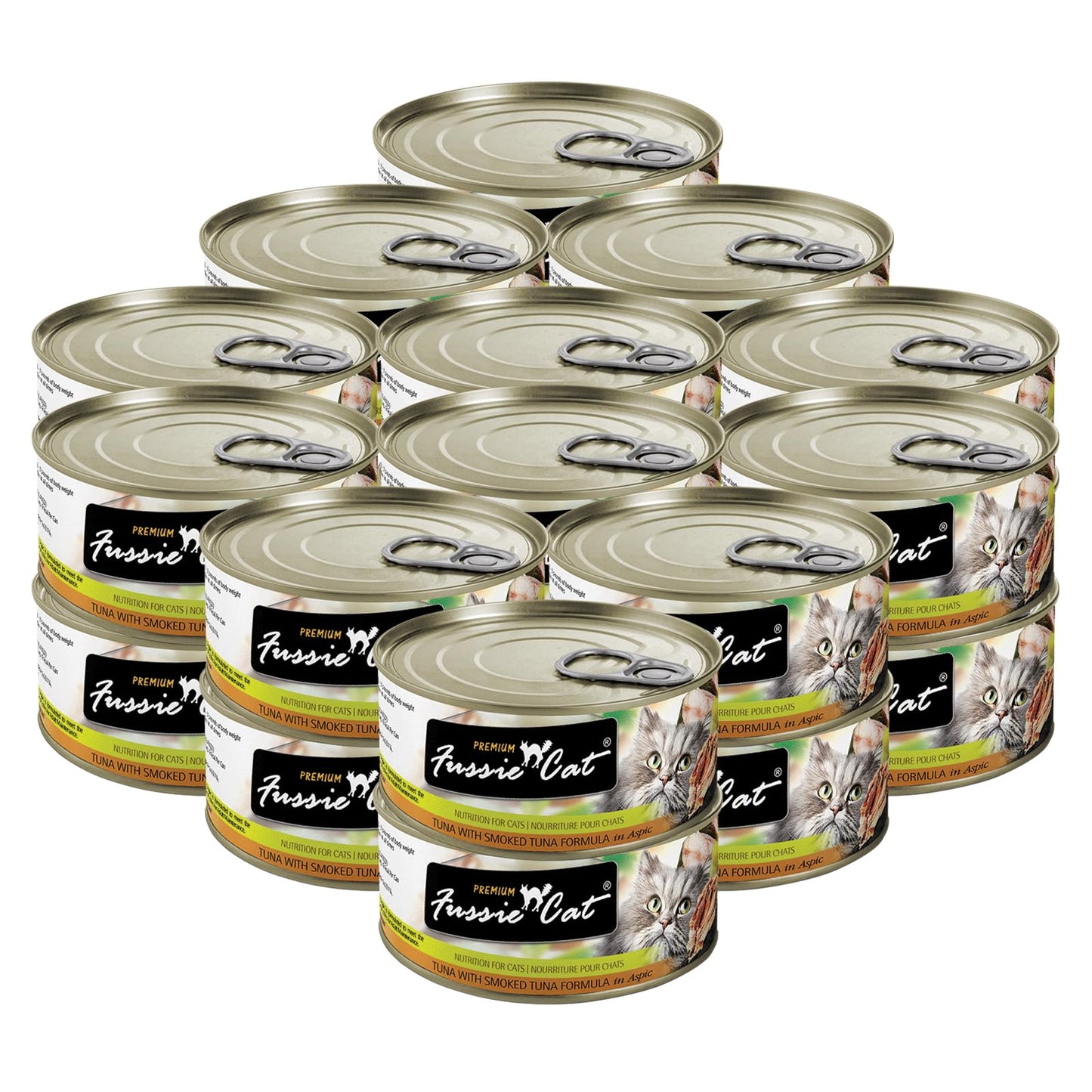 Fussie Cat Premium Tuna With Smoked Tuna In Aspic Grain-Free Wet Cat Food 2.82oz, case of 24