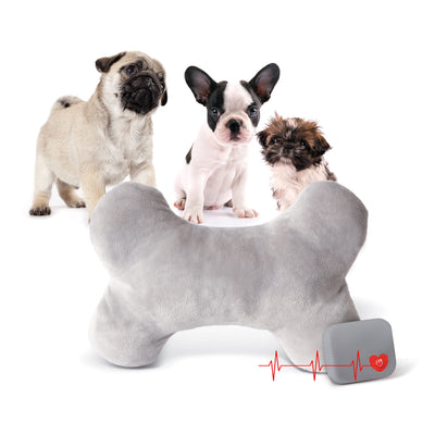 K&H Pet Products Mother's Heartbeat Calming Dog Toy Bone Pillow Gray Small Breed Heartbeat 8 Inch