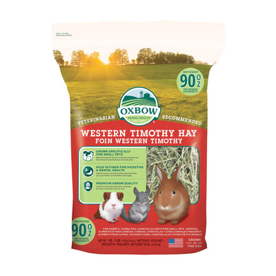 Oxbow Animal Health Western Timothy Hay - All Natural Hay for Rabbits, Guinea Pigs, Chinchillas, Hamsters & Gerbils - 90 oz.