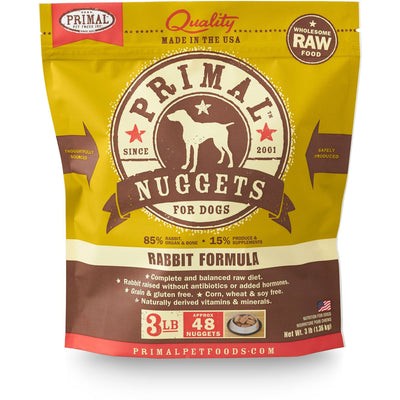 Primal Pet Food Raw Diet, Canine Rabbit Formula, 3-Pound Nuggets