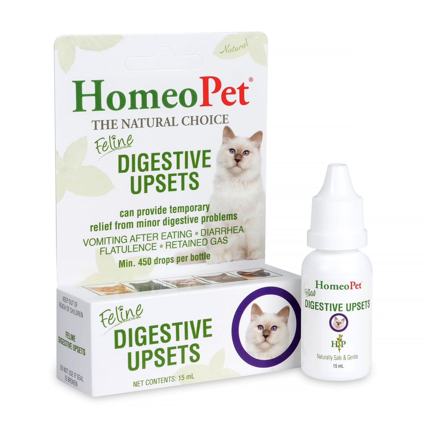 HomeoPet Feline Digestive Upsets, Natural Cat Digestive Support, Digestive Supplement for Cats, 15 Milliliters