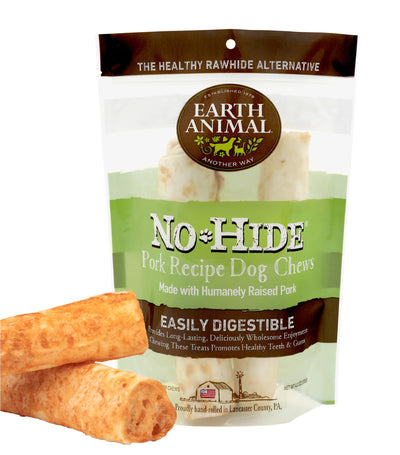 Earth Animal No Hide Medium Pork Flavored Natural Rawhide Free Dog Chews Long Lasting Dog Chew Sticks | Dog Treats for Large Dogs | Great Dog Chews for Aggressive Chewers (1 Pack)