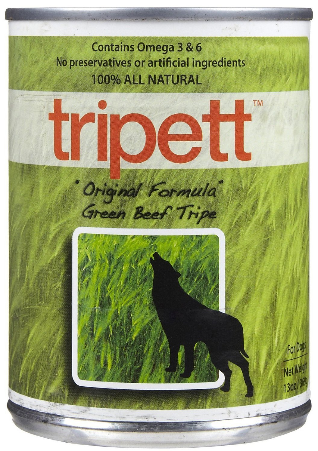 Tripett Original Formula Green Beef Tripe Dog Food, 13 oz cans, Pack of 12