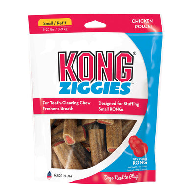 KONG - Ziggies - Teeth Cleaning Dog Treats Classic Rubber Toys - Chicken Flavor for Small Dogs (7 Ounce)