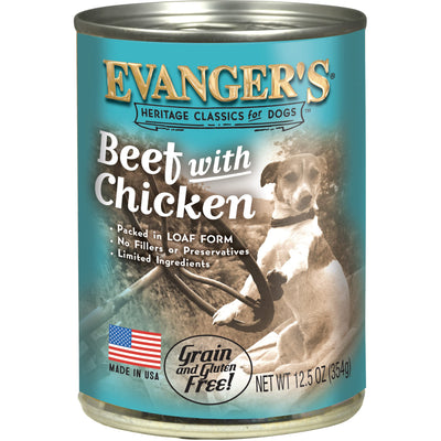 Evanger's Heritage Classic Beef with Chicken for Dogs - 12, 12.5 oz Cans