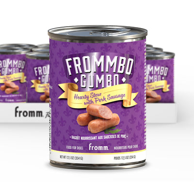 Fromm Frommbo Gumbo Hearty Stew with Pork Sausage Dog Food - Premium Wet Dog Food - Pork Recipe - 12.5 oz Can