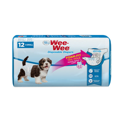 Four Paws Wee-Wee Super Absorbent Disposable Dog Diapers, Extra Small (12 Count)