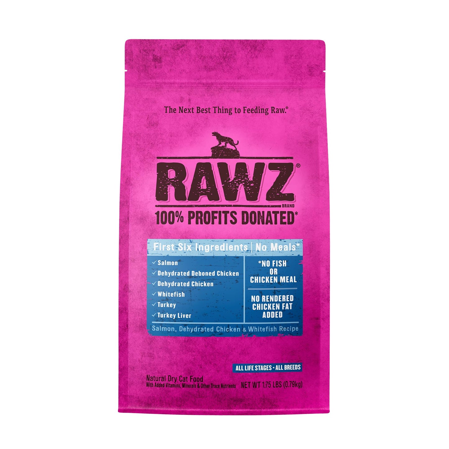 Rawz Salmon, Dehydrated Chicken & Whitefish Recipe Natural Dry Cat Food (1.75lb, Salmon, Dehydrated Chicken & Whitefish)