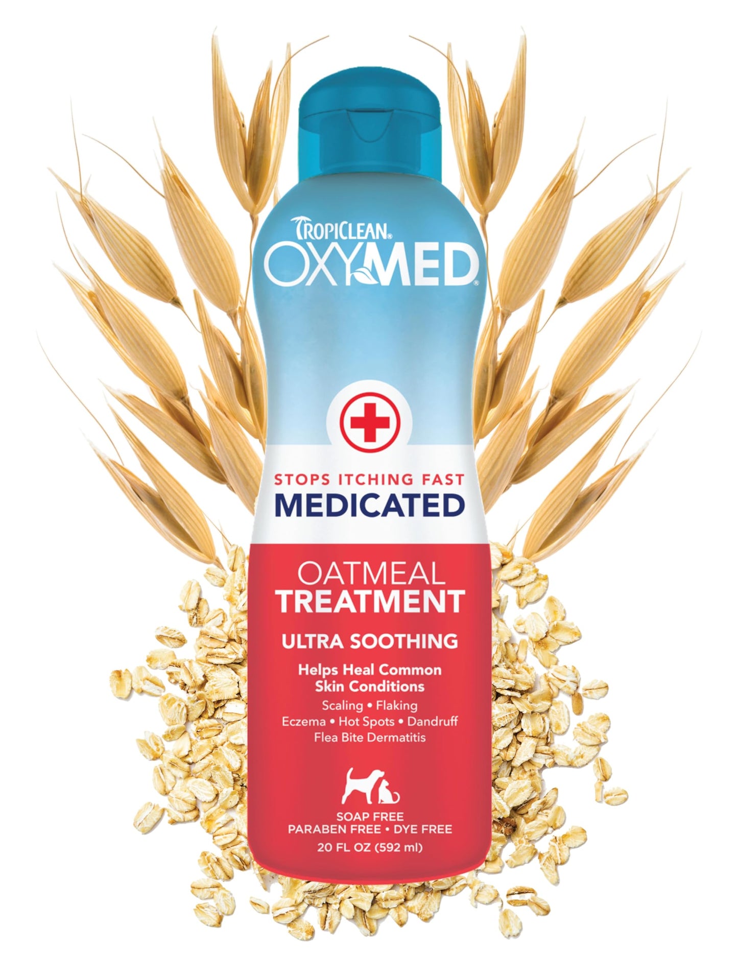 TropiClean Oxymed Medicated Cat & Dog Conditioner For Itchy Skin | Skin Soothing Oatmeal Conditioner For Dogs & Cats | 20 oz