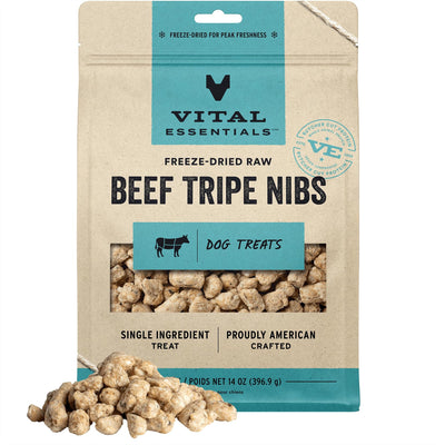 Vital Essentials Freeze Dried Raw Single Ingredient Dog Treats, Beef Tripe, 14 oz