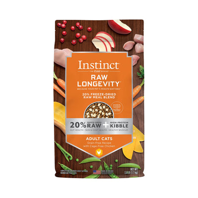 Instinct, Raw Longevity Grain-Free Recipe with Cage-Free Chicken 20% Freeze-Dried Raw Dry Cat Food, 60.8 Ounce