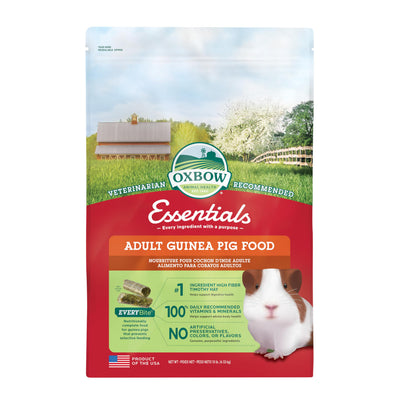 Oxbow Essentials Adult Guinea Pig Food - All Natural Adult Guinea Pig Pellets - No Seeds, Fruits, or Artificial Ingredients- Made in the USA -Veterinarian Recommended- 10 lb.(Packaging May vary)