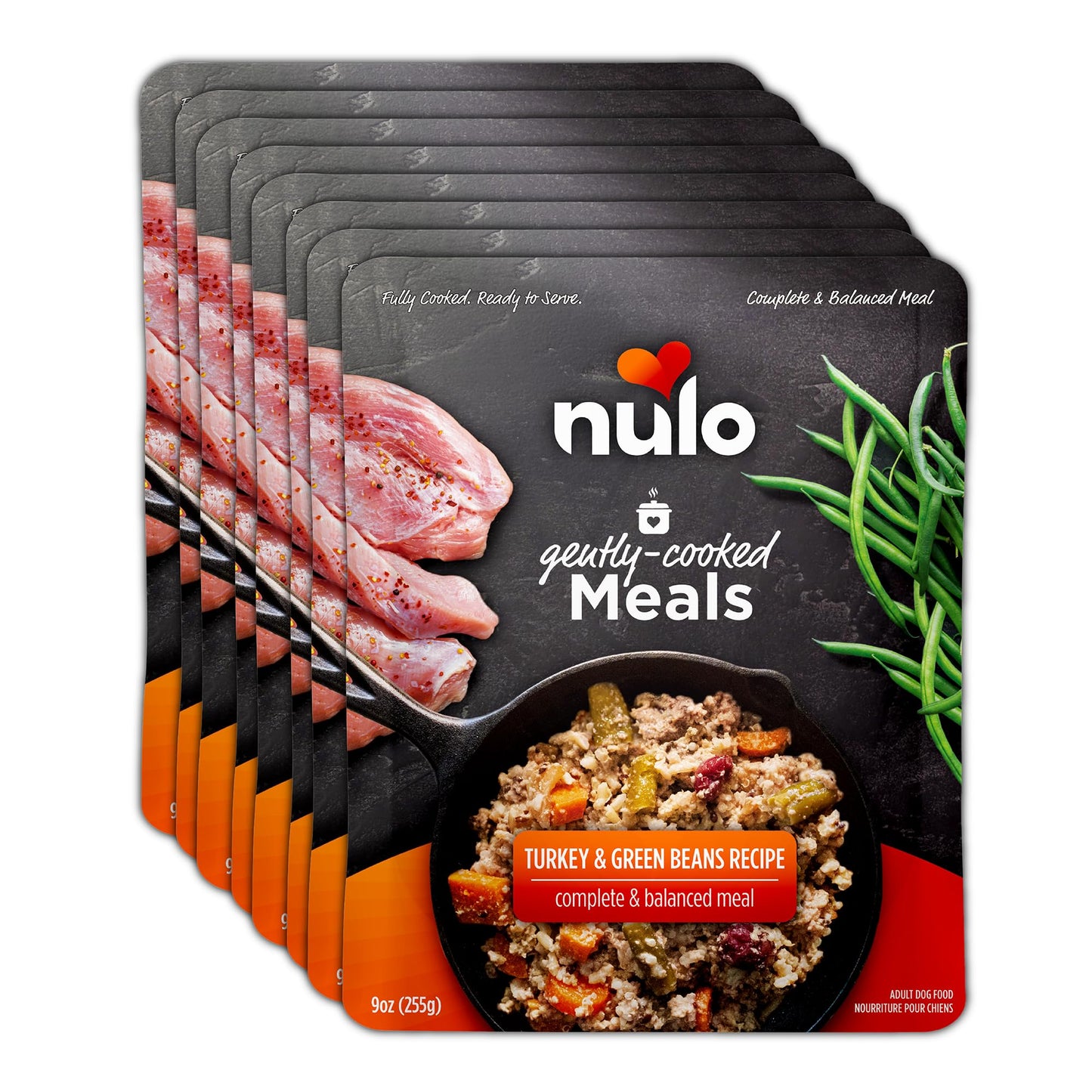 Nulo Gently-Cooked Meals Complete and Balanced Adult Wet Dog Food, Turkey & Green Bean, 9 Ounce, 8 Count