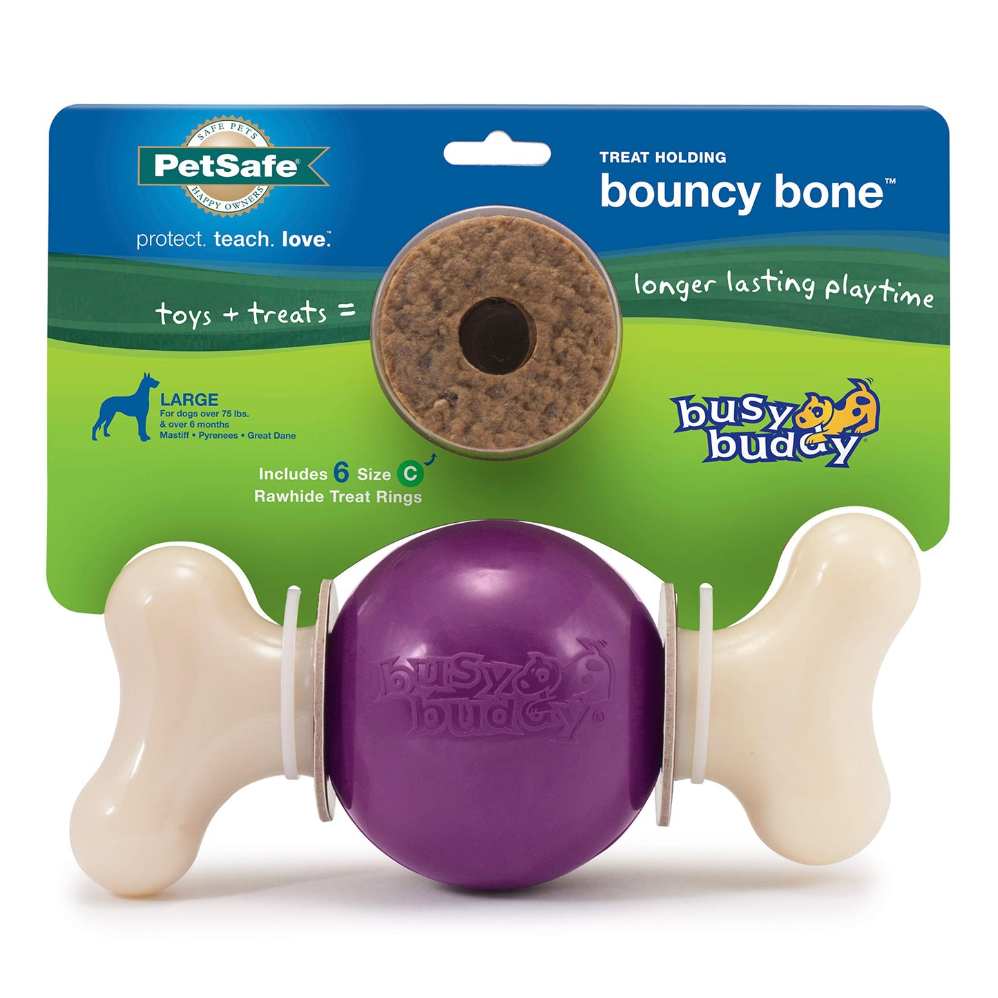 PetSafe® Busy Buddy® Bouncy Bone™, Treat Holding Dog Toy, Large, Best for Dogs Over 75 Lb.