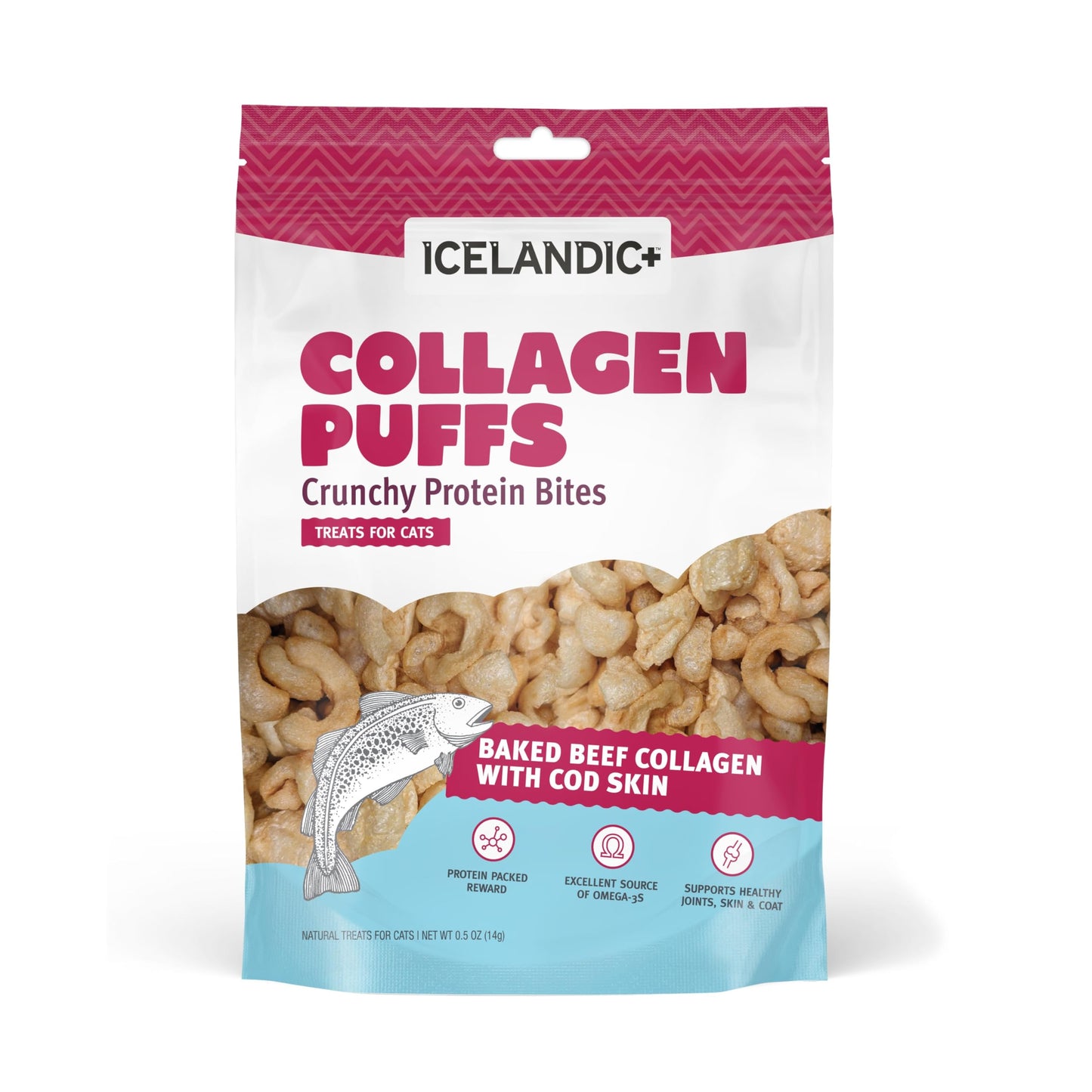 Icelandic+ Beef Collagen Puffs with Cod Skin Treats for Cats, 0.5-oz Bag