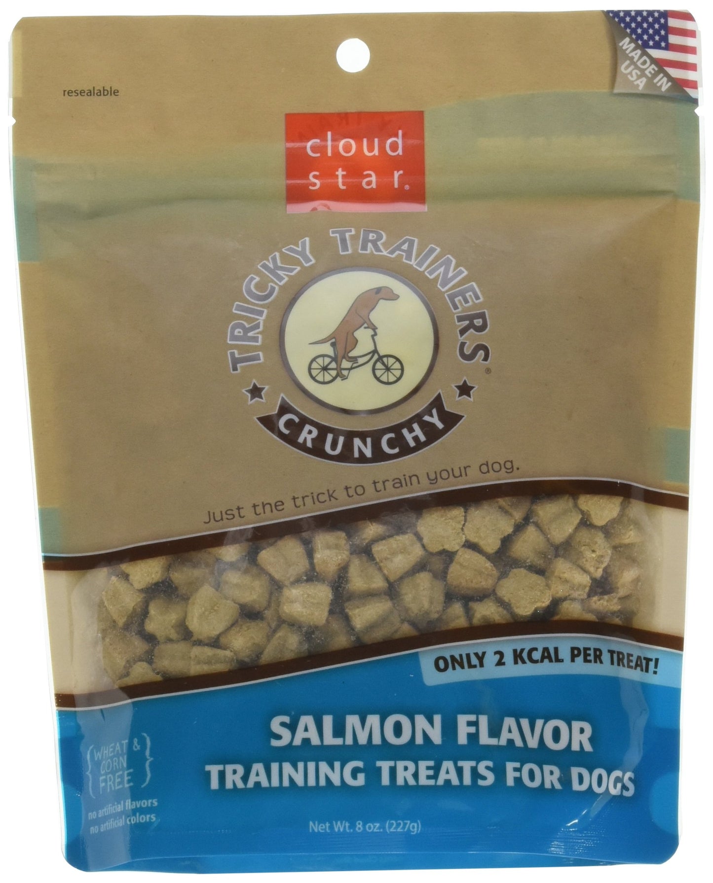 Cloud Star Crunchy Tricky Trainers Salmon Flavor Training Treats for Dogs 8 oz 1 Pack