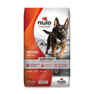 Nulo Puppy & Adult Freestyle Limited Plus Grain Free Dry Dog Food: All Natural Limited Ingredient Diet for Digestive & Immune Health - Allergy Sensitive(Turkey Recipe - 22 lb Bag), (Model: 51LT22)