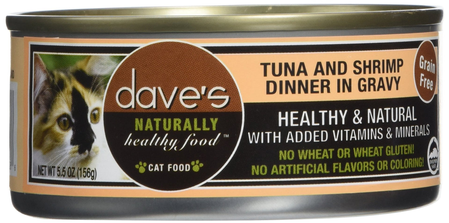 Dave'S Pet Food Tuna And Shrimp Food (24 Cans Per Case), 5.5 Oz.