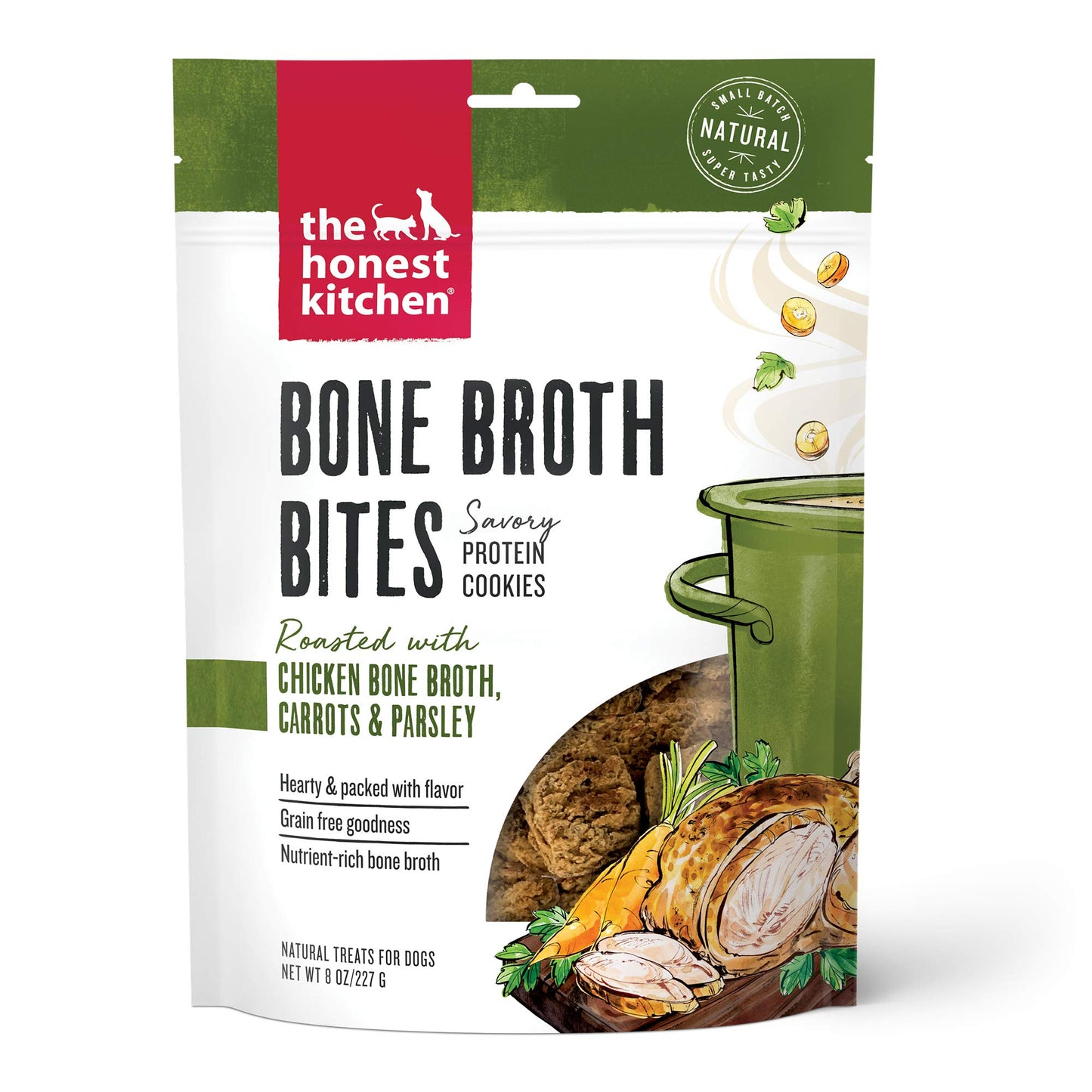 The Honest Kitchen Bone Broth Bites: Roasted with Chicken Bone Broth & Carrots, 8 oz Bag