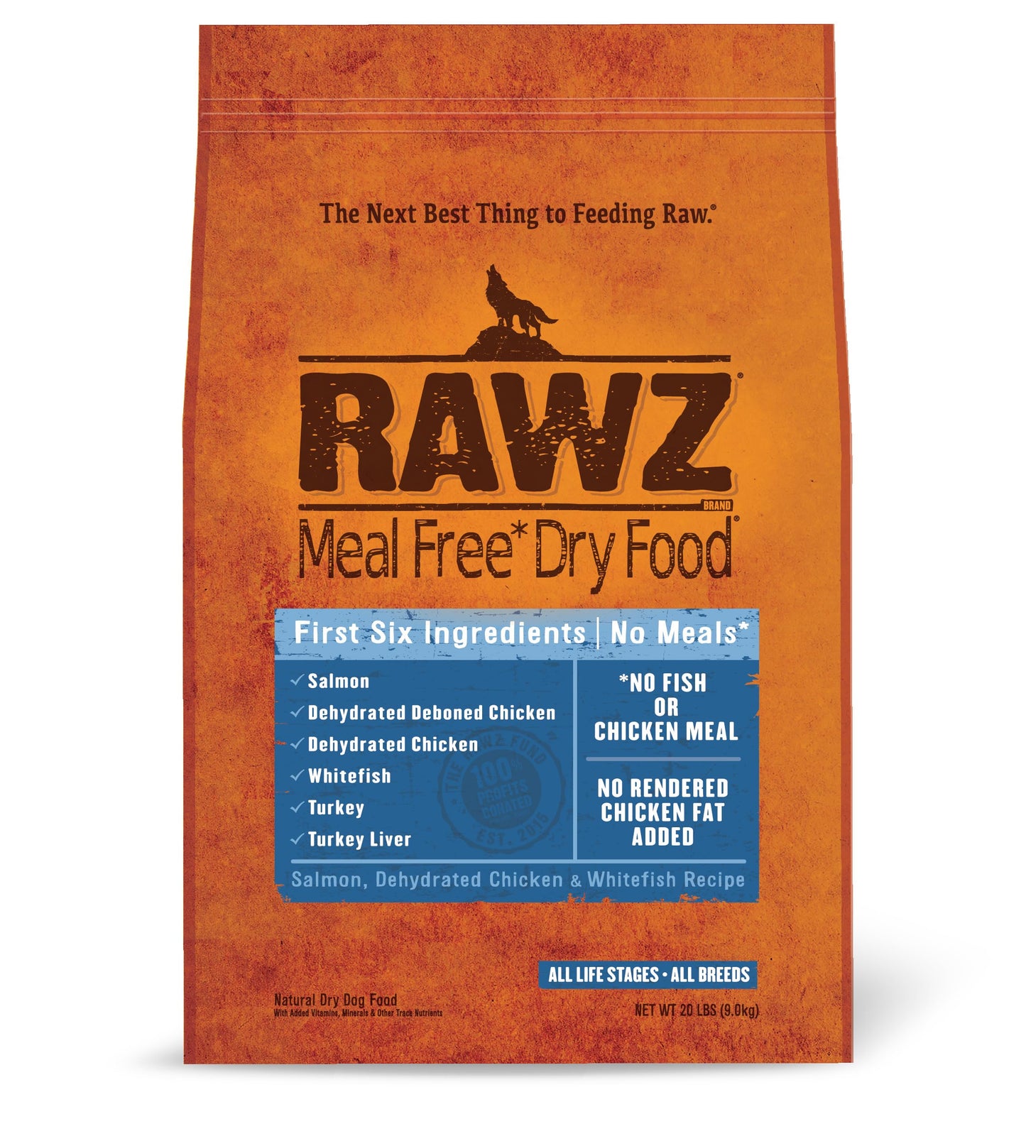 Rawz Meal Free Dry Dog Food (20 Pound (Pack of 1), Chicken & Salmon & Whitefish)