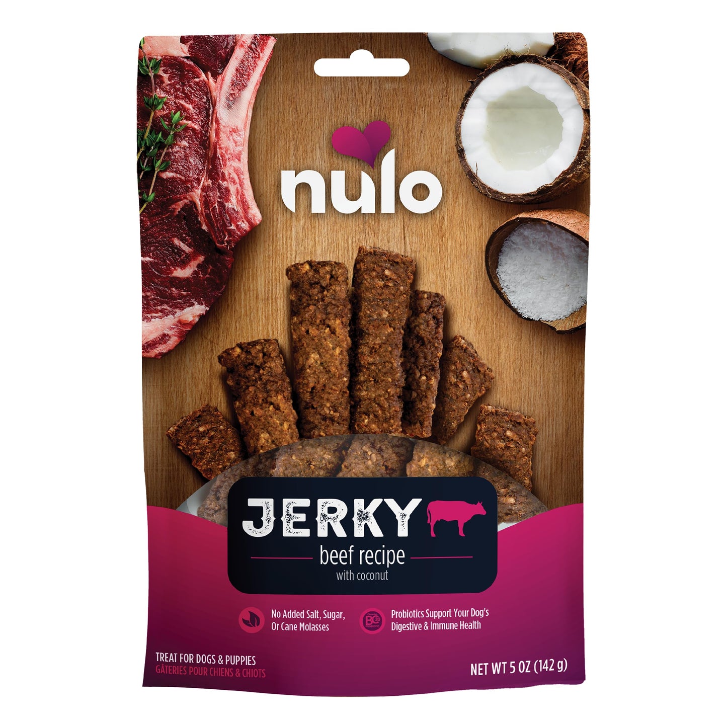 Nulo Premium Jerky Strips Dog Treats, Grain-Free High Protein Jerky Strips made with BC30 Probiotic to Support Digestive & Immune Health 5 Ounce (Pack of 1)