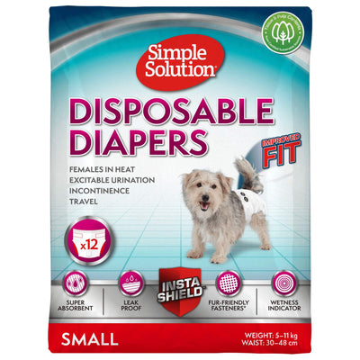 Simple Solution Disposable Dog Diapers for Female Dogs | Super Absorbent Leak-Proof Fit | Small | 12 Count