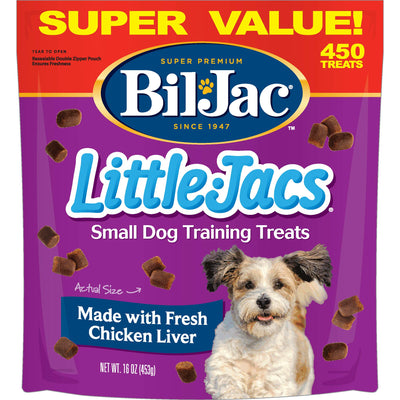 Bil-Jac Little Jacs Small Dog Training Treats - Soft Chicken Liver Dog Treats for Puppy Rewards - Real Chicken, No Fillers, 16oz Resealable Double Zipper Pouch