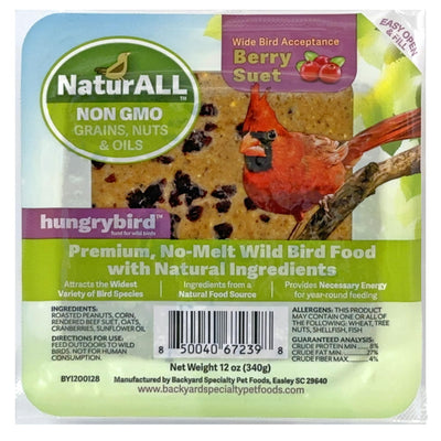 HUNGRYBIRD NaturAll Non GMO Berry Suet Cake