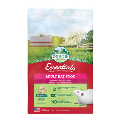 Oxbow Essentials Adult Rat Food - All Natural Adult Rat Food - Veterinarian Recommended- Made in the USA- Rich in Natural Vitamins & Minerals- No Artificial Ingredients- 3 lb.