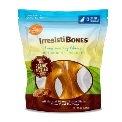 Canine Naturals IrresistiBONES Long Lasting Peanut Butter Chew - Made with Real Peanut Butter - All Natural and Easily Digestible - 3 Pack