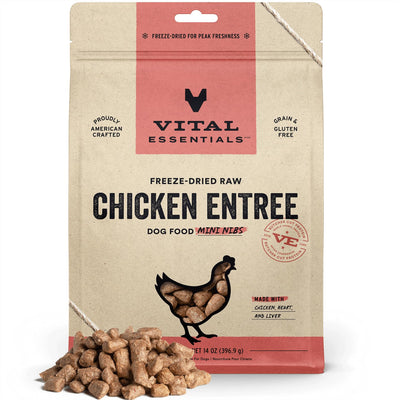 Vital Essentials Freeze Dried Raw Dog Food, Chicken Mini Nibs Entree, 14 oz