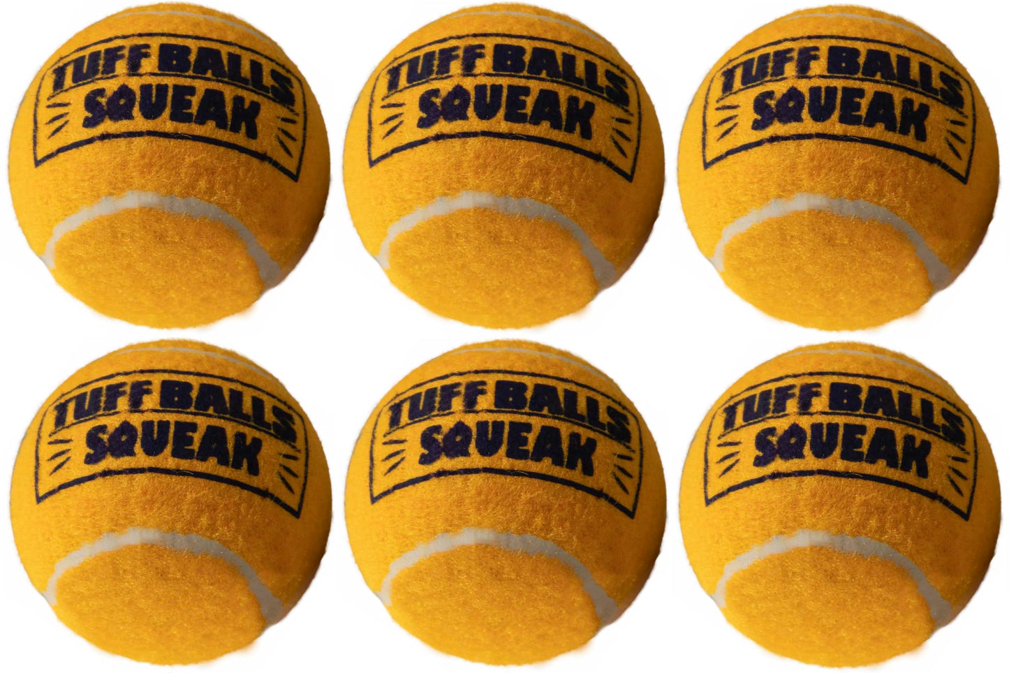 PetSport Squeak Tennis Ball Dog Toys | 6 Pack Giant (4") Tuff Squeaker Balls for Large Dogs | Pet Safe Durable Non-Toxic Felt & Rubber | Play Fetch, Exercise, Train or Toss