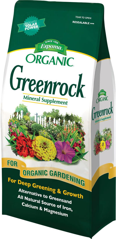 Front view of a packaged Espoma Greenrock Mineral Supplement product bag.