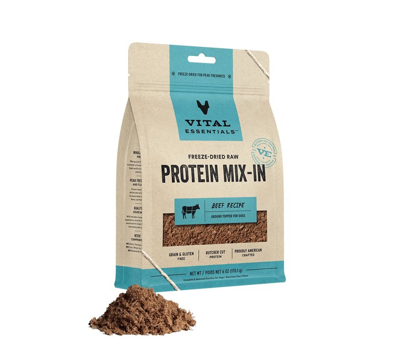 Vital Essentials Freeze Dried Raw Protein Mix-in Dog Food Topper, Beef Ground Topper for Dogs, 6 oz