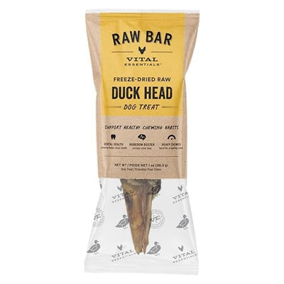Vital Essentials Freeze-Dried Raw Duck Head Dog Treat and Natural Chew, 1 Pack