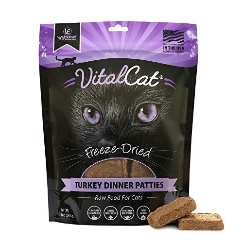 Vital Essentials Freeze Dried Raw Cat Food, Turkey Mini Patties Entree, 8 oz