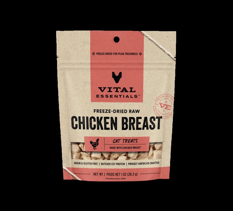 Vital Essentials Freeze Dried Raw Single Ingredient Cat Treats, Chicken Breast, 1 oz