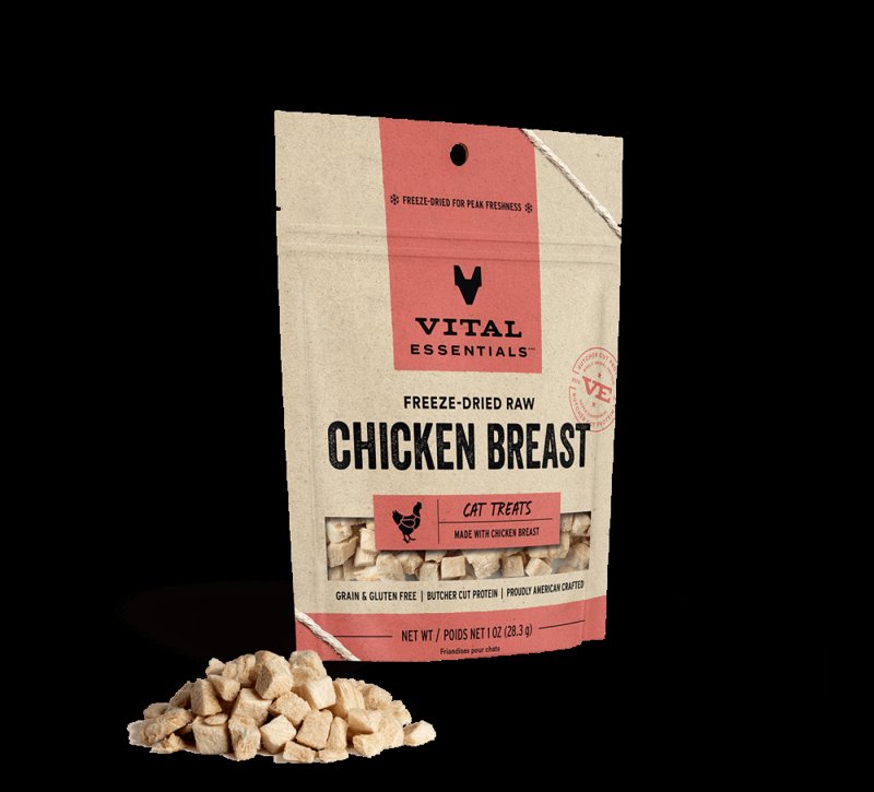 Vital Essentials Freeze Dried Raw Single Ingredient Cat Treats, Chicken Breast, 1 oz