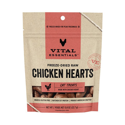 Vital Essentials Freeze Dried Raw Single Ingredient Cat Treats, Chicken Hearts, 0.8 OZ