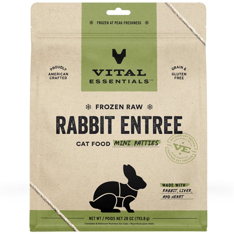 Vital Essentials Rabbit EntrÃ©e Mini Patties Frozen Raw Cat Food