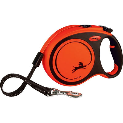 FLEXI New Classic Tape Retractable Dog Leash for Large Dogs Upto 143 lbs. - 16 ft., Orange/Black |Tangle Free Pet Walking Leash with One-Handed Brake, Pause, Lock |German Quality Product