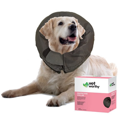 Vet Worthy Pet Soft Collar for Dogs - Protective Inflatable Dog Collar for Wound Care, Post Surgery, Skin Rashes - Surgery Recovery Collar for Dogs to Prevent Licking, Scratching, and Biting - Large